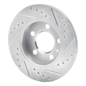 Audi TT Quattro Brake Rotor (1) - Rear Left - R1 Concepts - Drilled & Slotted - Silver - `01-`06